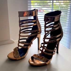 Rose gold gladiator heel